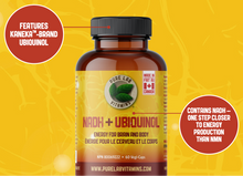 Load image into Gallery viewer, Supplement bottle with a yellow background and red labels