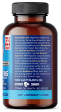Load image into Gallery viewer, Brown supplement bottle with blue label on a black background