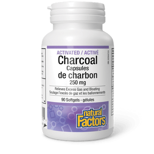 NATURAL FACTORS Activated Charcoal Capsules (250 mg - 90 sgels)
