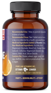 Vitamin supplement bottle with label on a black background