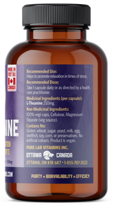 Brown supplement bottle with a blue label on a white background