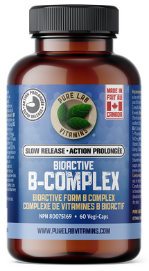 Brown supplement bottle labeled 'Bioactive B-Complex' on a white background