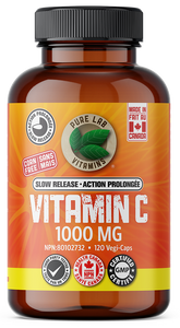 Vitamin C supplement bottle with label on a white background