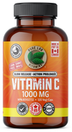 Vitamin C supplement bottle with label on a white background