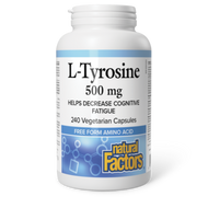 x NATURAL FACTORS L-Tyrosine  500mg (240 Vegetarian Capsules)