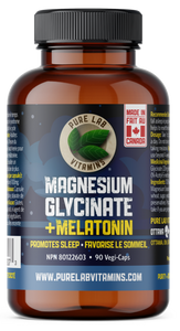 PURE LAB VITAMINS Magnesium Glycinate + Melatonin (90 veg caps