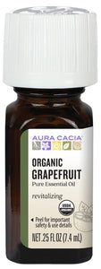 AURA CACIA Grapefruit, Certified Organic EO  (7.4 ml)