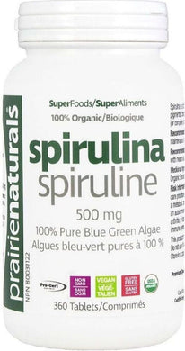 PRAIRIE NATURALS Organic Spirulina (500 mg - 360 tabs)