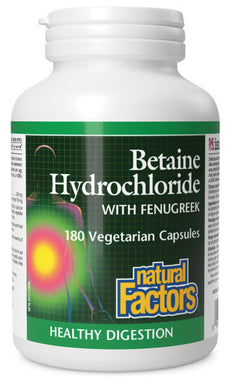 NATURAL FACTORS Betaine Hydrochloride with Fenugreek (180 veg caps)
