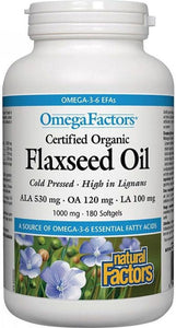NATURAL FACTORS Organic Flaxseed Oil (180 sgels)