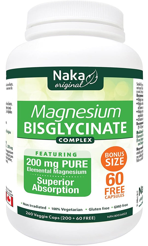 NAKA Magnesium Bisglycinate (200 mg - 260 veg caps)
