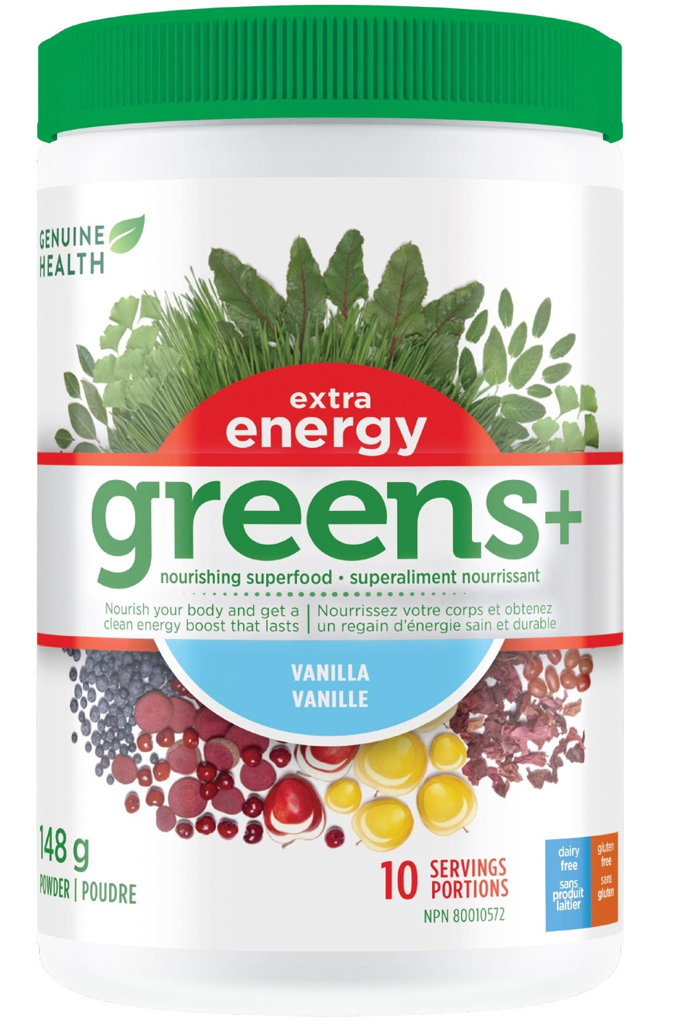 GENUINE HEALTH Greens+ Extra Energy (Vanilla - 10 servings)