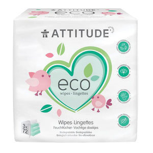 ATTITUDE Baby Wipes100% Biodegradable Refill  (216 ct)