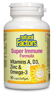 NATURAL FACTORS Super Immune Formula Vitamins A, D3, Zinc & Omega-3  (90 sgels)