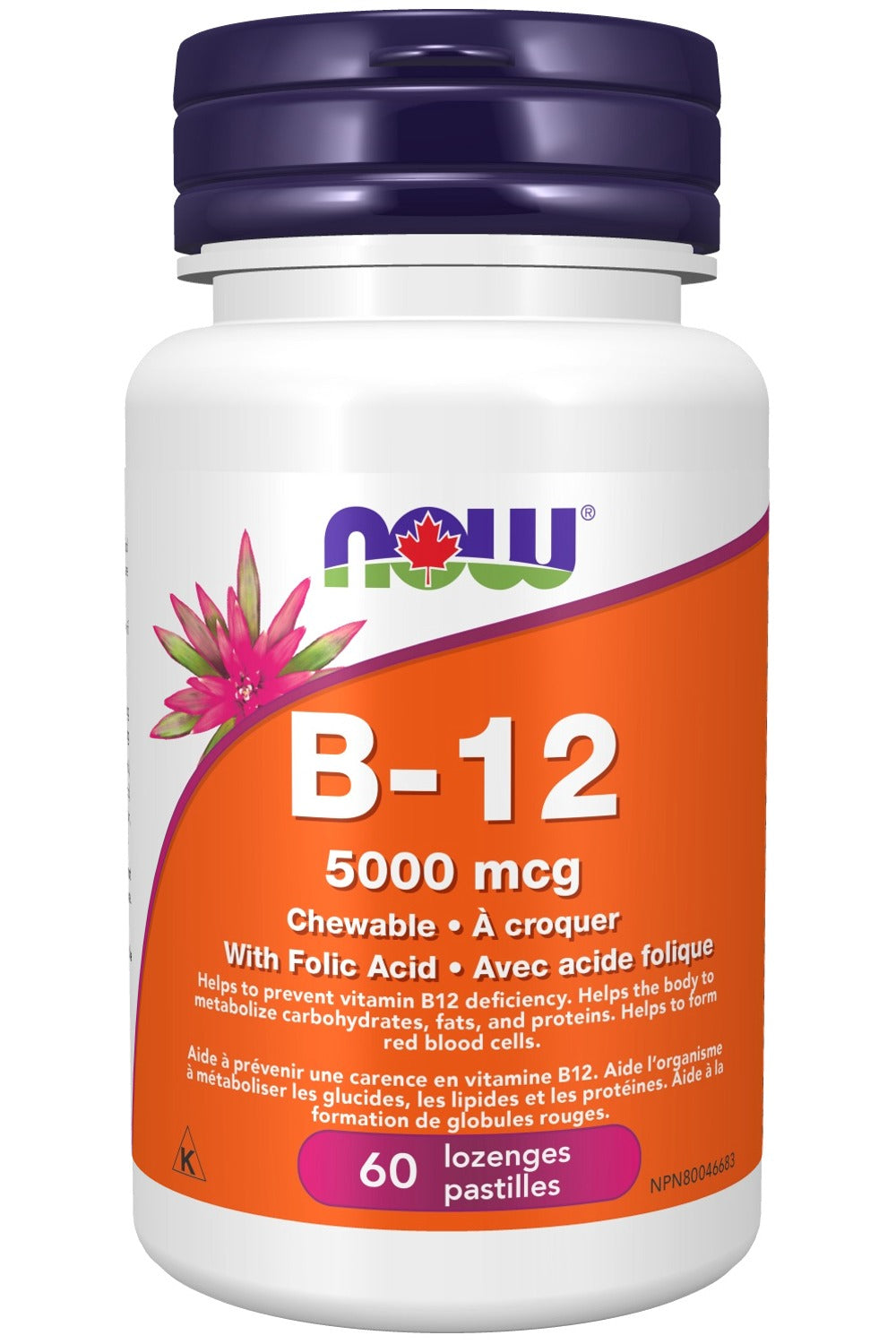 NOW B-12 (5000 mcg + Folic Acid 60 lozenges)